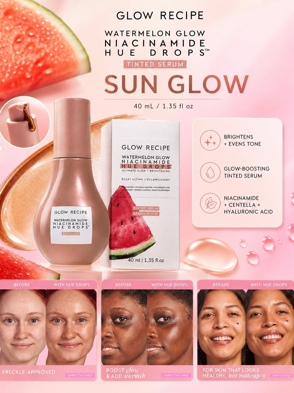 Glow Recipe Watermelon Glow Niacinamide Hue Drops – Sun Glow